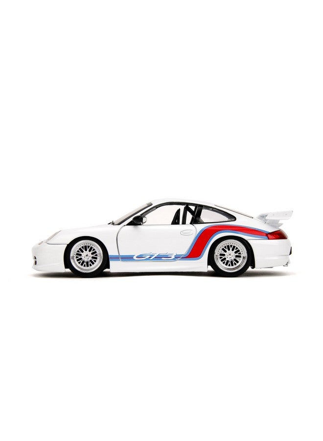 Jada Toys Hyper-Spec 1:24 Porsche 911 GT3 (996.1) Die-Cast Car, Toys for Kids and Adults(White/Red Stripes) - Image 3