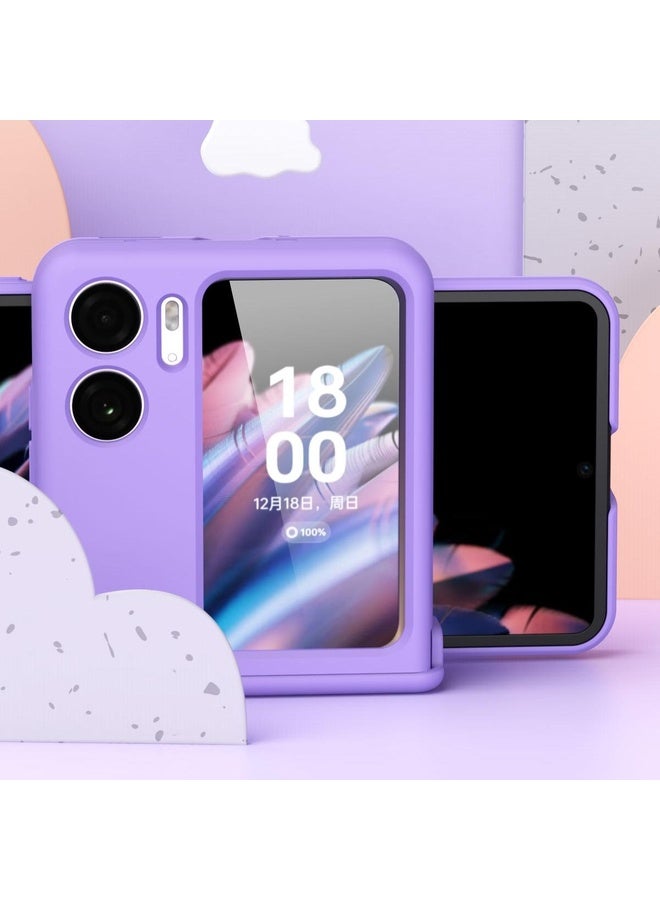 HuHa Case Cover For OPPO Find N2 Flip Macaron Magnetic Three-piece Phone Case with Ring(Purple) - Image 3