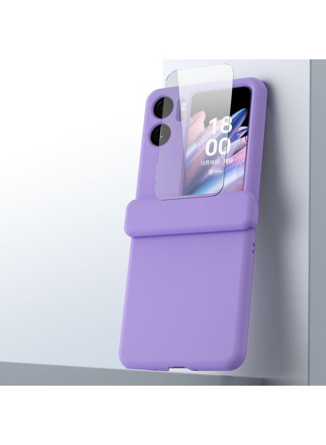 HuHa Case Cover For OPPO Find N2 Flip Macaron Magnetic Three-piece Phone Case with Ring(Purple) - Image 5