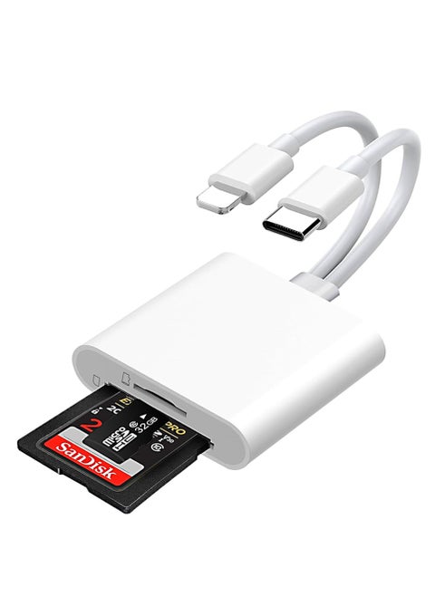SD Card Reader for iPhone iPad Camera,Dual Card Slot Memory Card Reader Supports SD and TF Card Trail Camera Viewer Sd Card Adapter Portable Micro Sd Card Reader Plug and Play