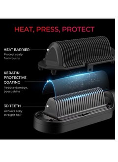 TYMO TYMO Ring Plus Ionic Hair Straightener Brush - Straightening Comb with Negative Ions, Titanium Coating, 9 Temp Settings & LED Display, Dual Voltage, Professional Styling Tools, Gifts for Women  - Image 2