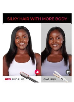 TYMO TYMO Ring Plus Ionic Hair Straightener Brush - Straightening Comb with Negative Ions, Titanium Coating, 9 Temp Settings & LED Display, Dual Voltage, Professional Styling Tools, Gifts for Women  - Image 3
