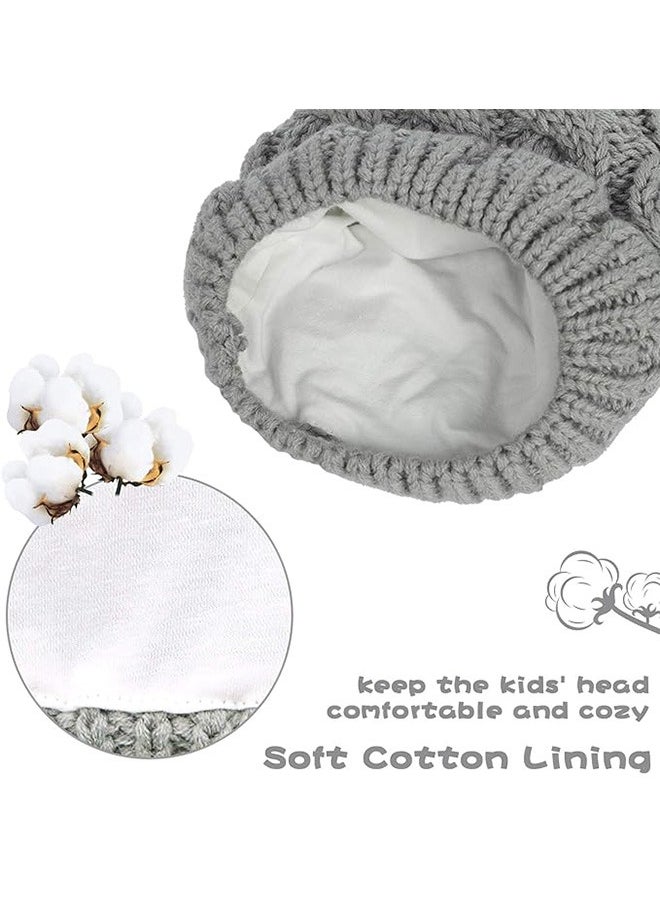 Generic Unisex Baby Toddler Hat and Mitten Set, Winter Knitted Thick Warm Beanie Cap Gloves for 3-6 Months Infant Boys Girls (M, Grey)  - Image 3