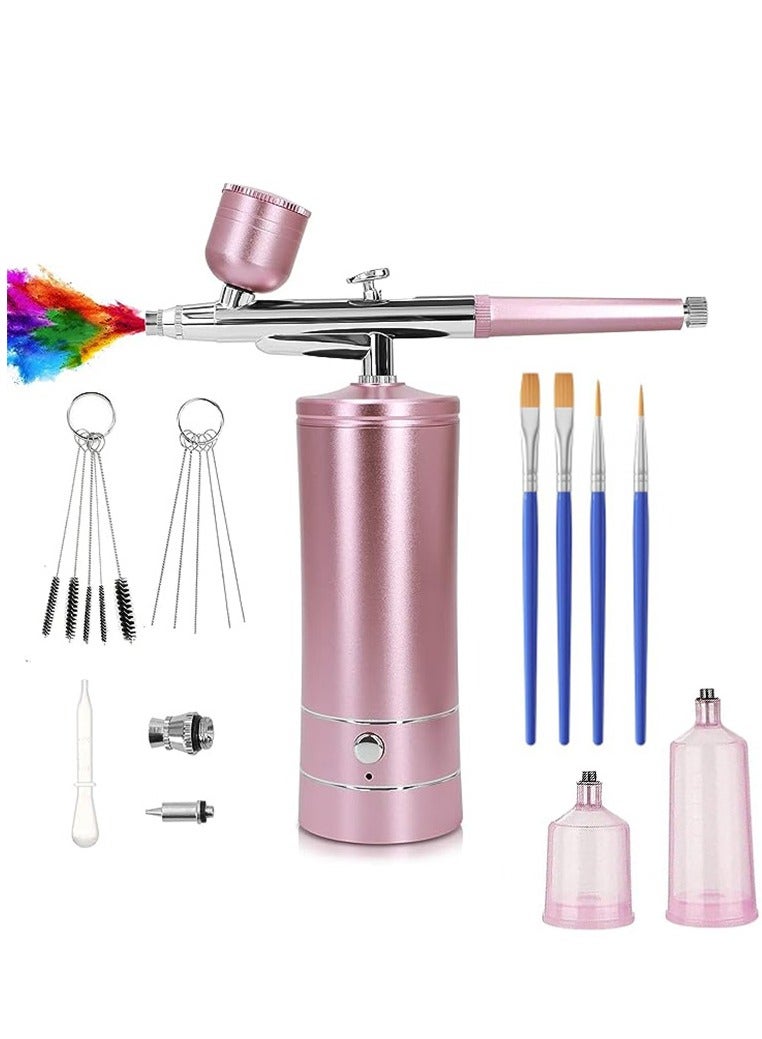 Nail Art Airbrush Pen Set, Wireless Airbrush Set with Air Compressor, Portable Handheld Cordless Mini Rechargeable Air Brush for Makeup, Cake Decoration, Nail Art, Tattoos, and Face Painting - Image 1