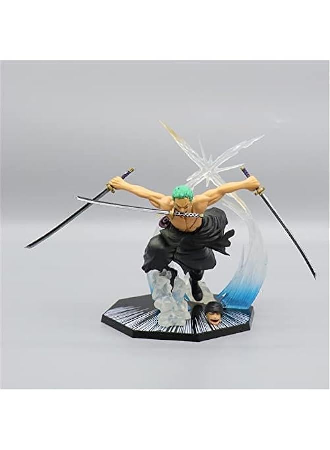 One Piece Ruffy Sanji Zoro Ace Anime Figure, 16cm Battle Flame Figure Decoration Ornaments Collectibles Toy Animations Character Model (Zoro)  - Image 2