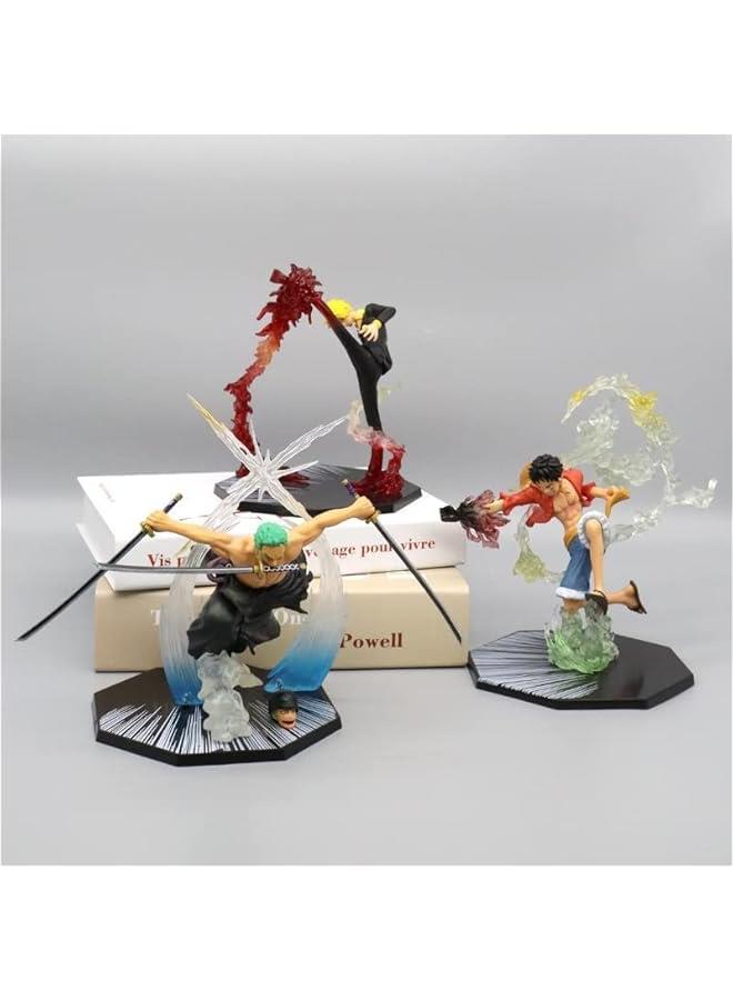 One Piece Ruffy Sanji Zoro Ace Anime Figure, 16cm Battle Flame Figure Decoration Ornaments Collectibles Toy Animations Character Model (Zoro)  - Image 3