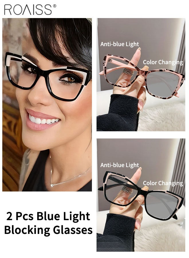 رويس نظارة طبية نسائية بتصميم عين القطة، مضادة للضوء الأزرق، بعدسات شفافة، إطارات نظارات عصرية، مضادة للأشعة فوق البنفسجية والوهج، فلتر الضوء الأزرق، نظارات كمبيوتر - Image 1