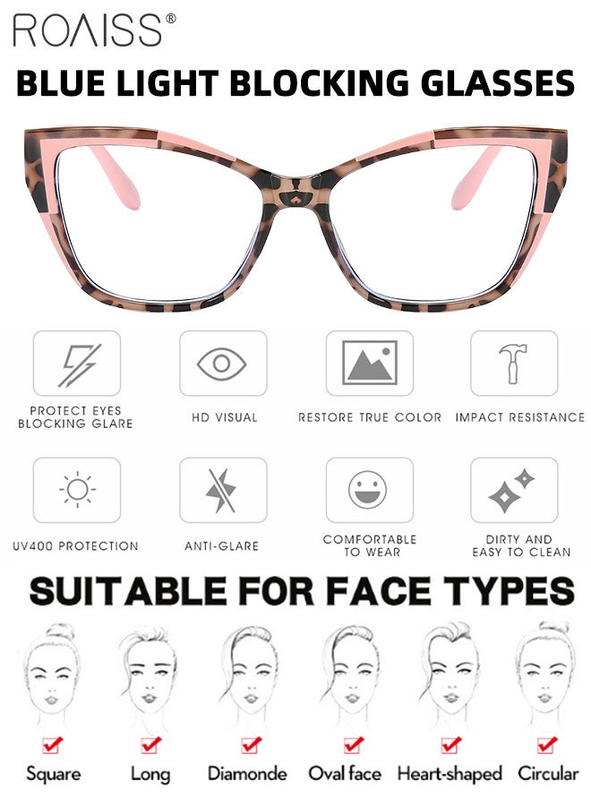 رويس نظارة طبية نسائية بتصميم عين القطة، مضادة للضوء الأزرق، بعدسات شفافة، إطارات نظارات عصرية، مضادة للأشعة فوق البنفسجية والوهج، فلتر الضوء الأزرق، نظارات كمبيوتر - Image 4