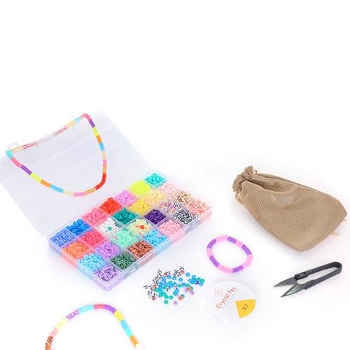 ambitieux Bracelet-Making Kit with 6700+ Clay Beads, 130+ Alphabet Beads, Charms, Accessories & Tools | Return Birthday Gift for 3 4 5 6 7 8 9 Years Girls (28 Clay Beads) - Image 5