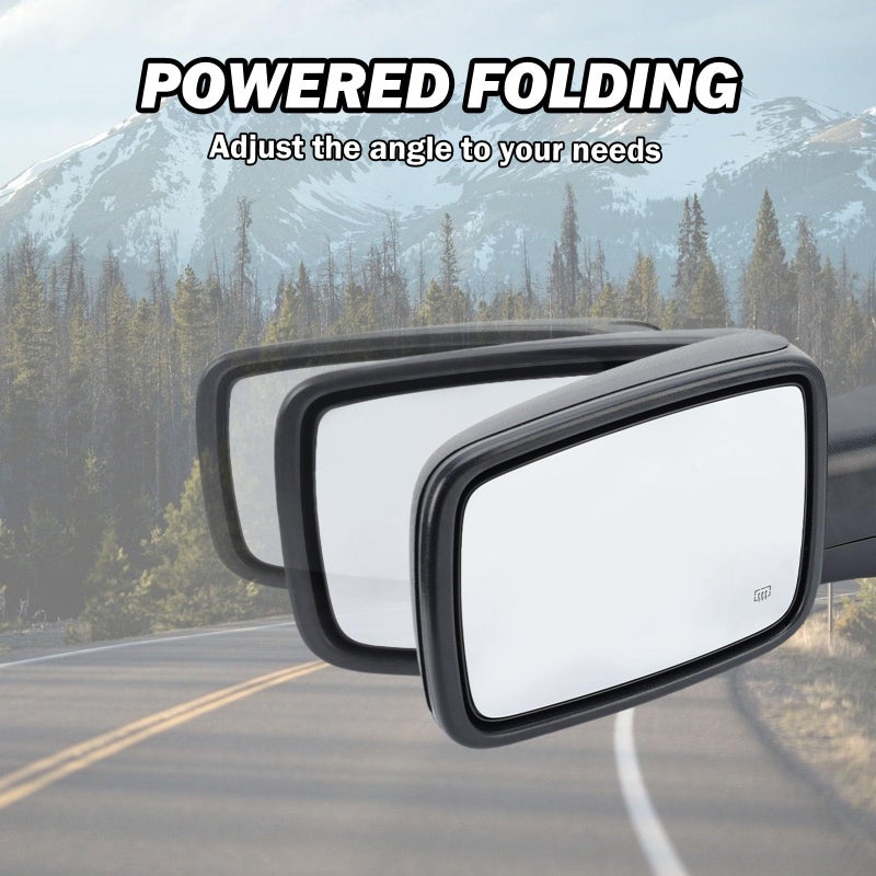 MOFOAP Driver Side Mirror Compatible with 2013-2018 Dodge Ram 1500 2500 3500 Mirrors with Heated Puddle Lamp Temperature Sensor Tuning LED Signal Power Fold Textured Black(10+2Pins) - Image 5