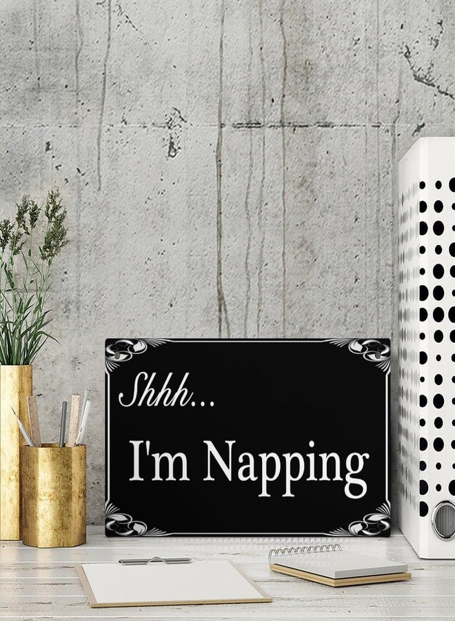 Henntile Shhh... I’m Napping Hanging Sign Decorative Wood Sign Home Decor Wood Door Sign Plaque 12" x 6" - Image 4
