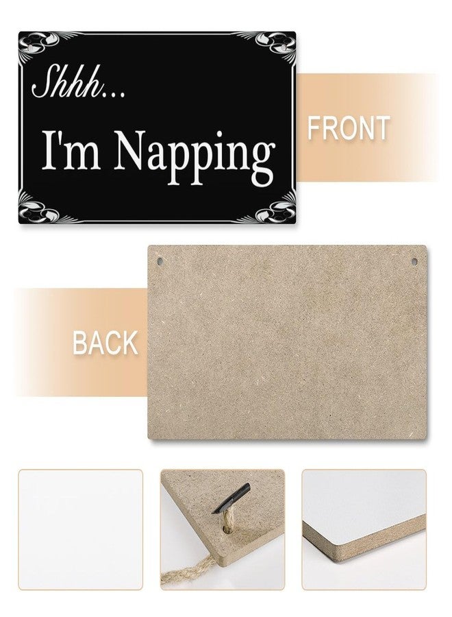 Henntile Shhh... I’m Napping Hanging Sign Decorative Wood Sign Home Decor Wood Door Sign Plaque 12" x 6" - Image 5