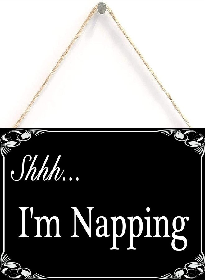 Henntile Shhh... I’m Napping Hanging Sign Decorative Wood Sign Home Decor Wood Door Sign Plaque 12" x 6" - Image 1