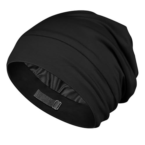 OLESILK Silk Baby Bonnet 612 Months 100 Mulberry Silk Modal AntiFrizz for Curly Hair Adjustable Fit Growing Toddler Black - Image 2