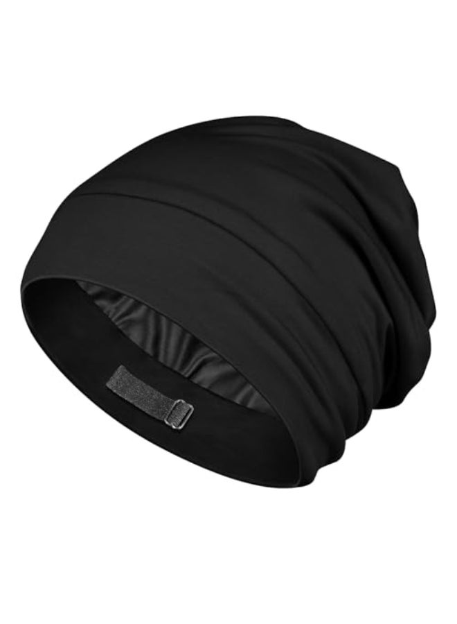 OLESILK Silk Baby Bonnet 612 Months 100 Mulberry Silk Modal AntiFrizz for Curly Hair Adjustable Fit Growing Toddler Black - Image 1