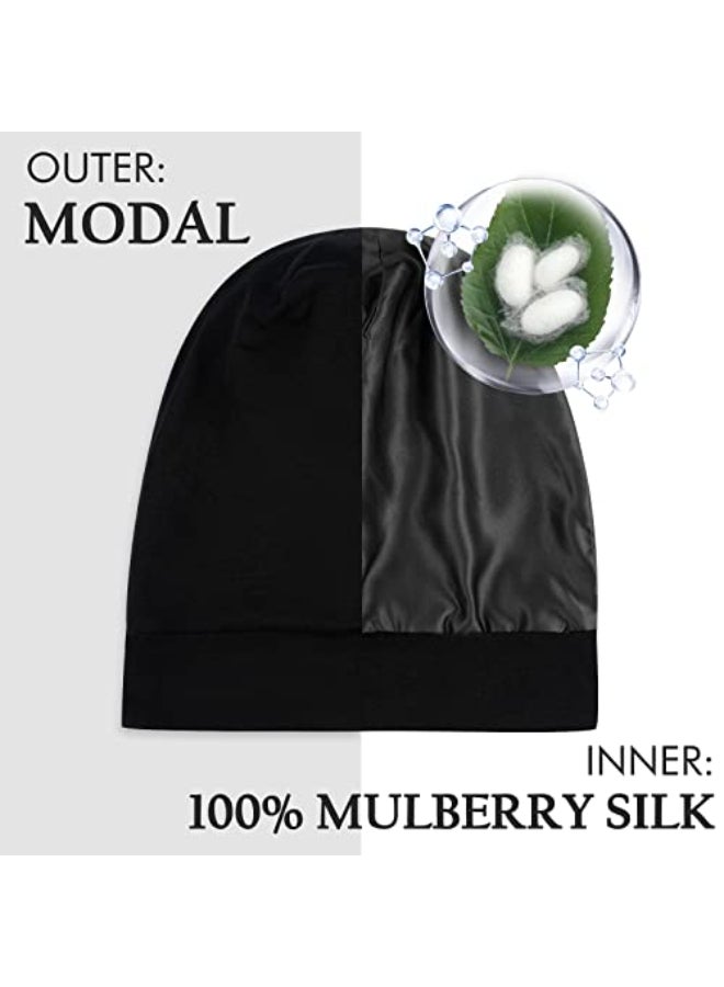 OLESILK Silk Baby Bonnet 612 Months 100 Mulberry Silk Modal AntiFrizz for Curly Hair Adjustable Fit Growing Toddler Black - Image 4