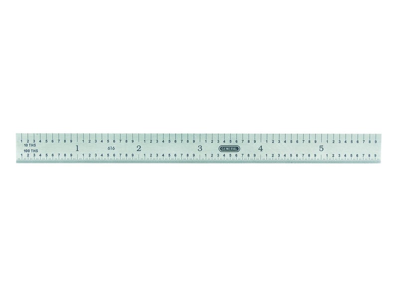 General Tools Flexible 6Inch Straight Edge Ruler 616 Stainless Steel 4 Graduations 132 inch 164 inch On One Side 110 1100 On The Other Side