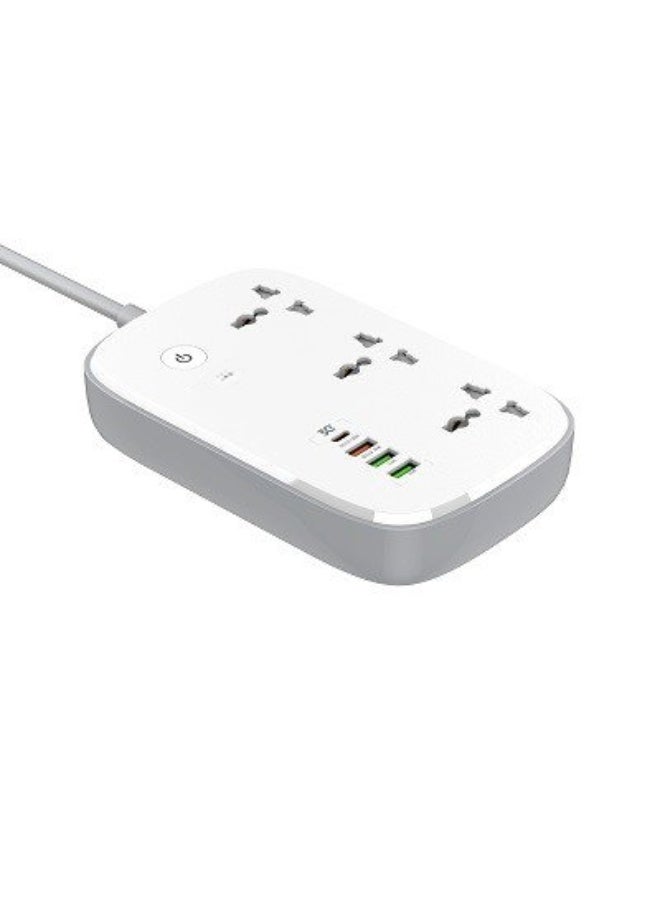 ريبنيو سلك تمديد طاقة ذكي مزود بشبكة Wi-Fi مع 3 منافذ USB-C PD للشحن السريع، 2 منفذ USB-A و1 QC3.0 يعمل مع تطبيق ذكي، مقابس طاقة عالمية مع قابس ثلاثي السنون في المملكة المتحدة للمنزل/المدرسة/المكتب - Image 2