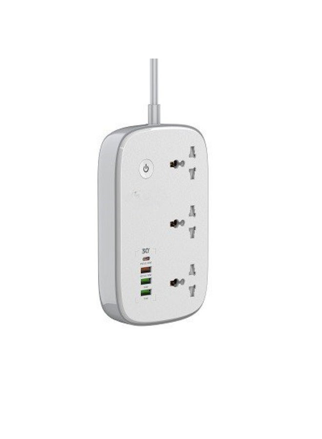 ريبنيو سلك تمديد طاقة ذكي مزود بشبكة Wi-Fi مع 3 منافذ USB-C PD للشحن السريع، 2 منفذ USB-A و1 QC3.0 يعمل مع تطبيق ذكي، مقابس طاقة عالمية مع قابس ثلاثي السنون في المملكة المتحدة للمنزل/المدرسة/المكتب - Image 3