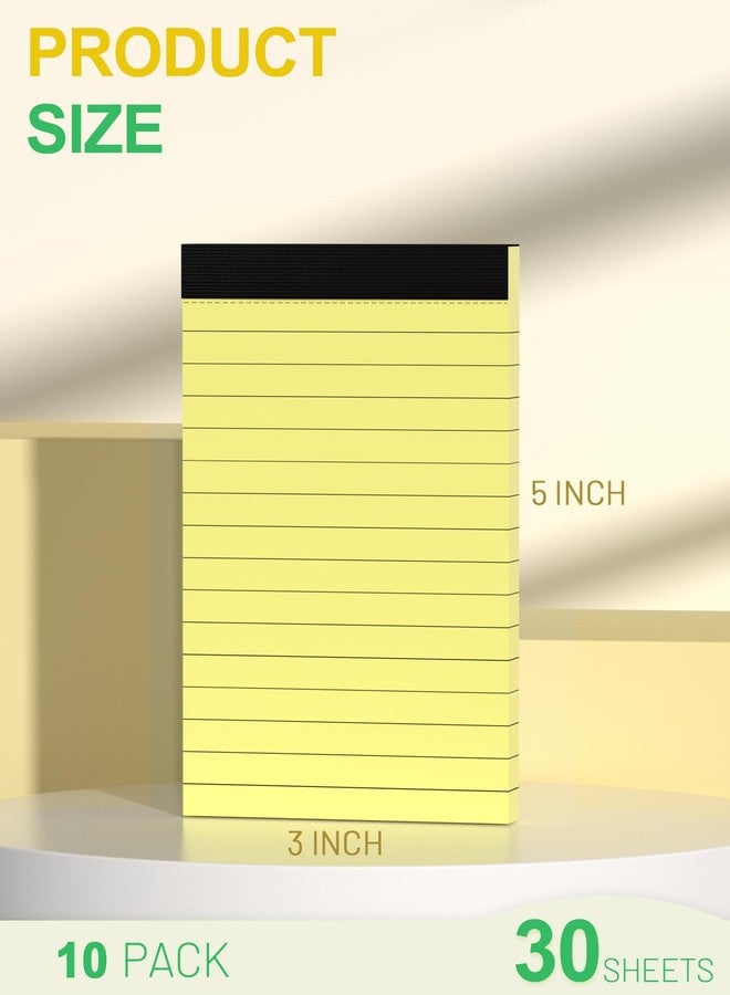 Aidunmis 10 Pack Yellow Small Note Pads 3x5 Writing Pads Lined Notepads Small Pads of Paper 3x5 With 30 Sheets per Notepad 80Gsm Paper Pads Mini Note Pads 3x5 Yellow Pocket Notebook for Home, Office, School - Image 2