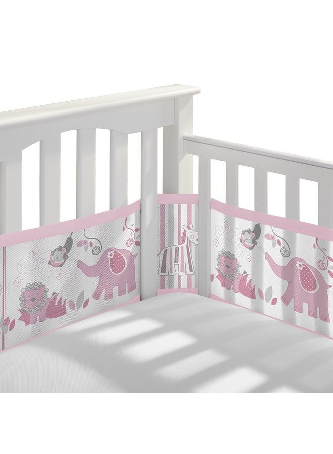 BreathableBaby Breathable Mesh Liner for Full-Size Cribs, Classic 3mm Mesh, Safari Fun Girl (Size 4FS Covers 3 or 4 Sides) - Image 1