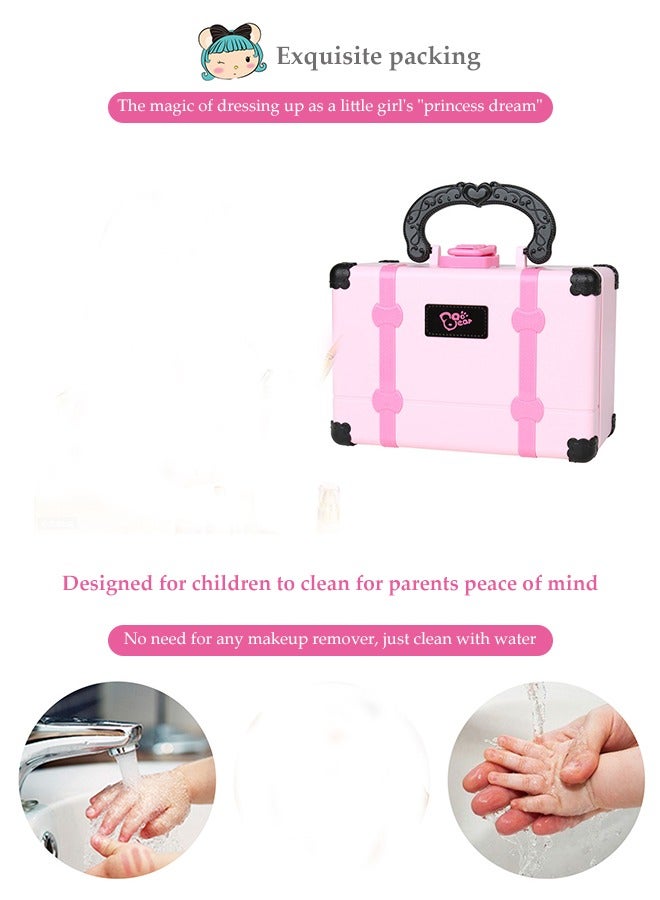 DUNISO Retro beauty bag toys,Kids Makeup Kit for Girl Real Washable Makeup Kit for Little Girls,Girls Makeup Set with Cute Princess Cosmetic Purse Girls Pretend Play Toy Toys for Little Girls  - Image 5