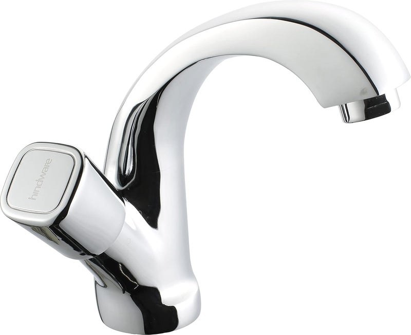 Hindware F740012CP Dove Swan Neck Tap with Left Hand Operating Knob, Brass with Chrome Finish