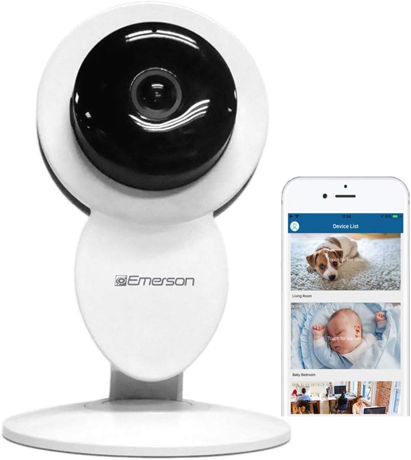 Emerson WiFi Indoor Home Security Surveillance Camera Two Way Audio Night Vision Motion Detection 1080P ER108001 - Image 1