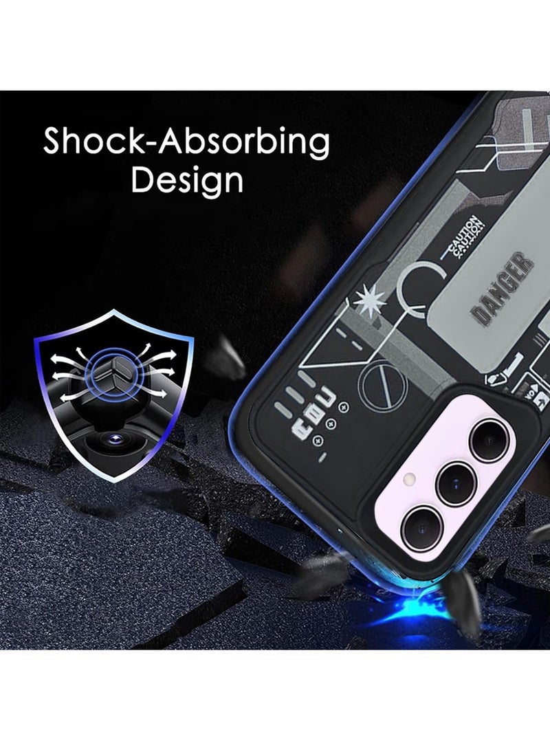 Techie غطاء خلفي سيليكوني للأزياء الجمالية مع مقبض يد مغناطيسي وحامل لهاتف سامسونج جالاكسي A55 - أسود/رمادي - Image 2