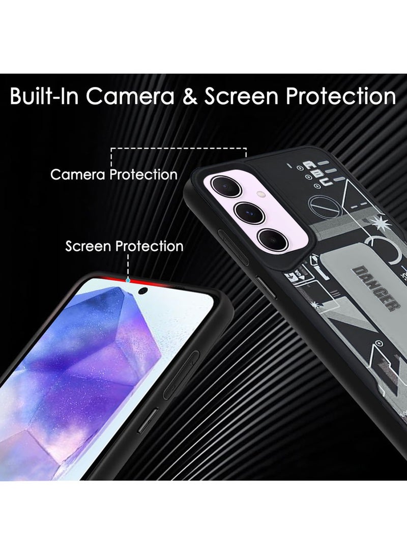 Techie غطاء خلفي سيليكوني للأزياء الجمالية مع مقبض يد مغناطيسي وحامل لهاتف سامسونج جالاكسي A55 - أسود/رمادي - Image 5