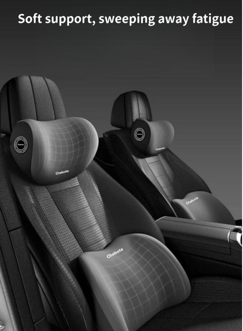 Lumbar Support Pillow and Car Headrest Neck Pillow Set, Car Neck Pillow Kit,Lumbar Support Pillow for Car,Car Back Support,Memory Foam Low Back Cushion for Back Pain Relief,Automotive Interior - Image 1