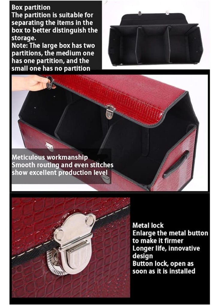 Manful Outdoor Foldable Car Trunk Storage Box Wine Red, Car Storage Box, Thick Leather Storage Box Storage Box, Foldable  - Image 5