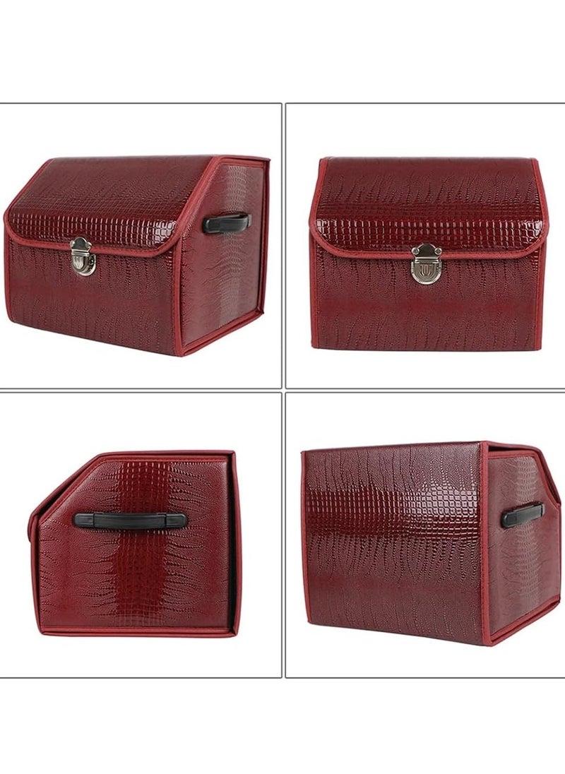 Manful Outdoor Foldable Car Trunk Storage Box Wine Red, Car Storage Box, Thick Leather Storage Box Storage Box, Foldable  - Image 3