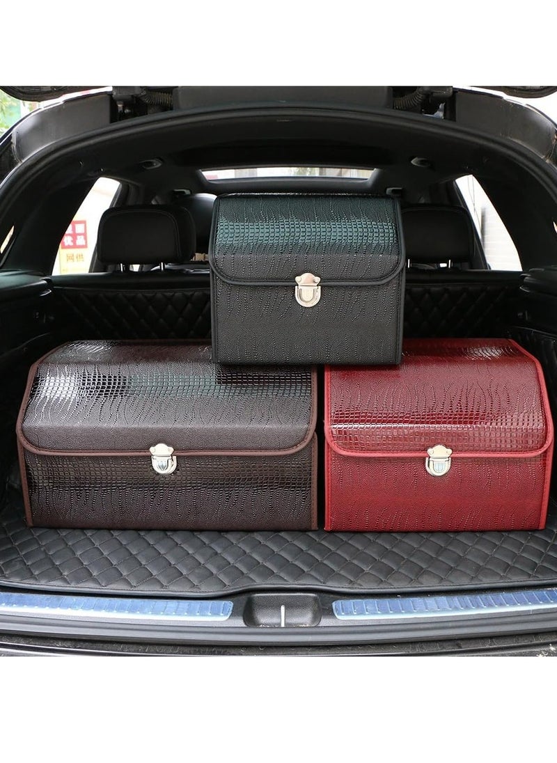 Manful Outdoor Foldable Car Trunk Storage Box Wine Red, Car Storage Box, Thick Leather Storage Box Storage Box, Foldable  - Image 2