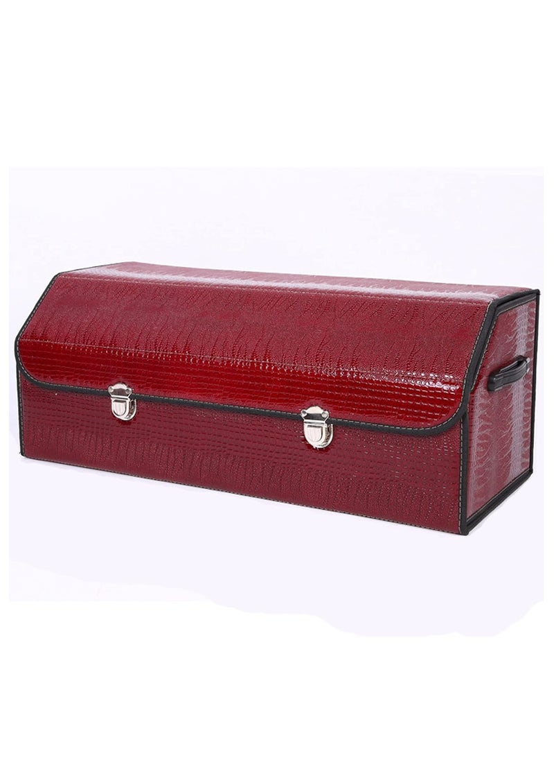 Manful Outdoor Foldable Car Trunk Storage Box Wine Red, Car Storage Box, Thick Leather Storage Box Storage Box, Foldable  - Image 1