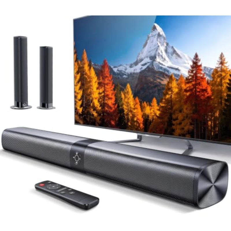 Soundbar for Smart TV, Sound Bar with Bluetooth/ARC/Opt/AUX Connect, Speaker Auto Volume Boost, 3 Equalizer Modes, 2 in 1 Detachable Soundbar for TV/PC/Projectors/Gaming - Image 1