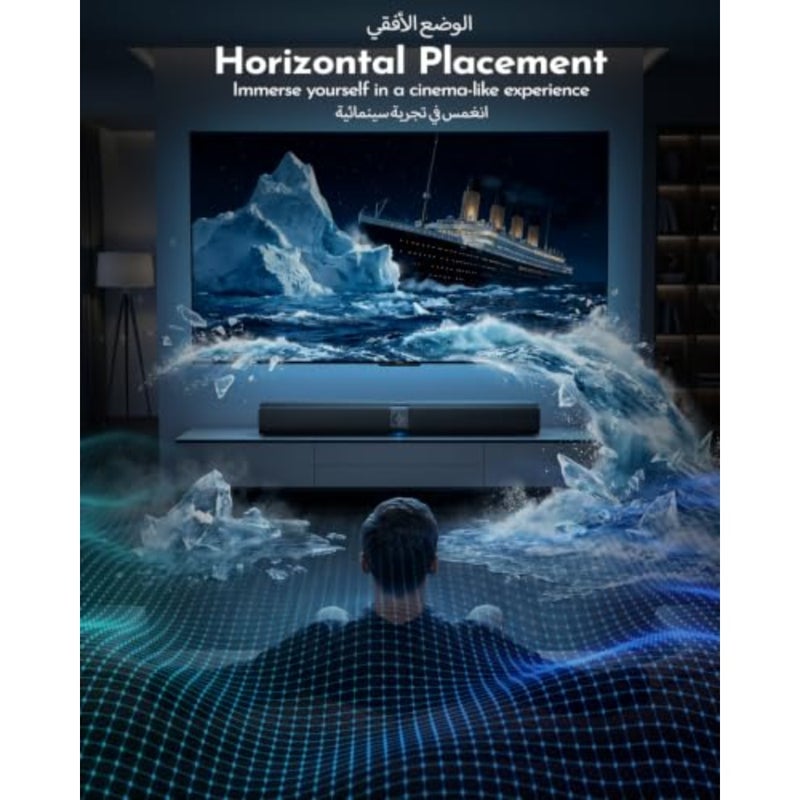 Soundbar for Smart TV, Sound Bar with Bluetooth/ARC/Opt/AUX Connect, Speaker Auto Volume Boost, 3 Equalizer Modes, 2 in 1 Detachable Soundbar for TV/PC/Projectors/Gaming - Image 2