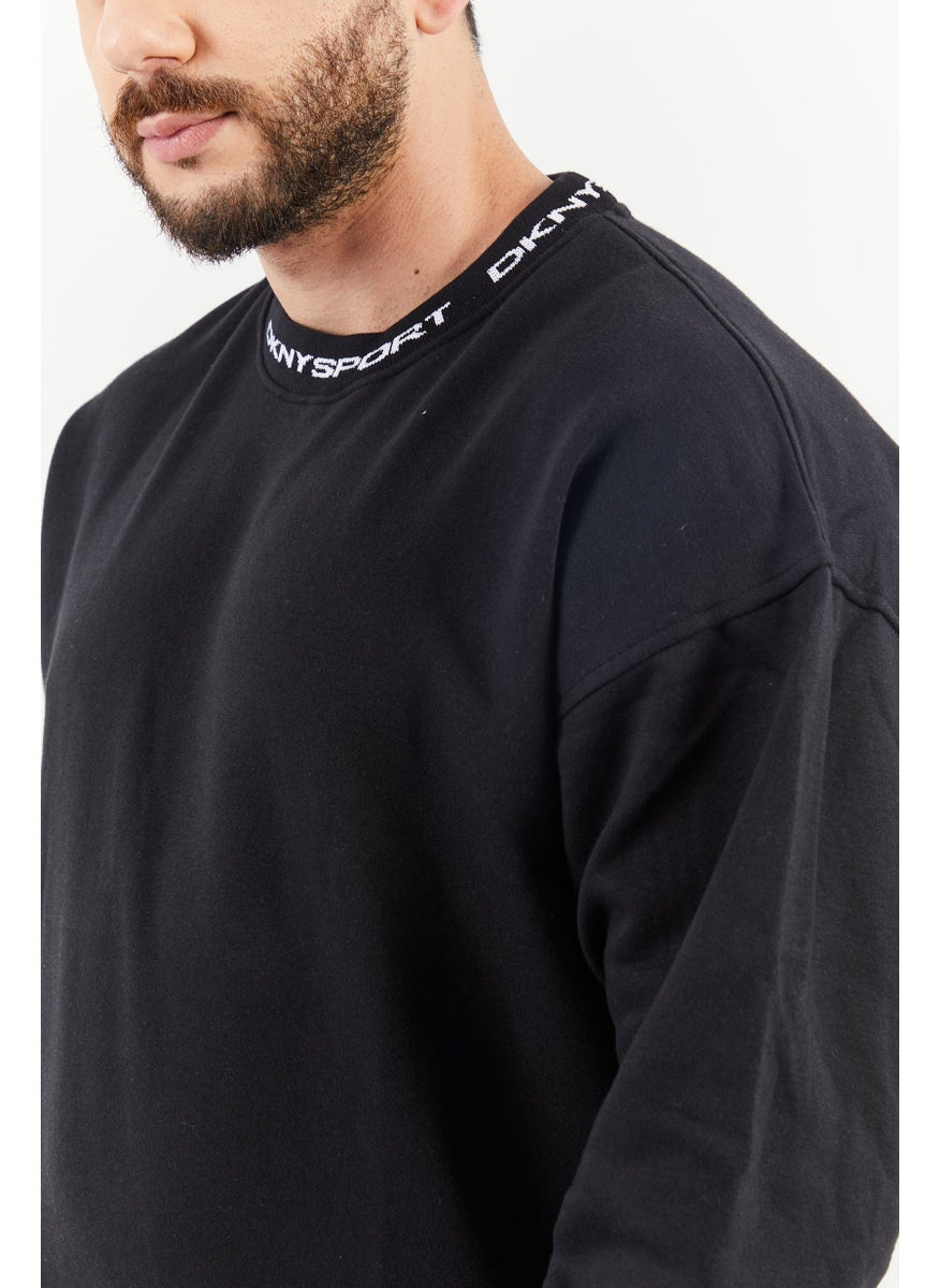 DKNY Sport Men Sportswear Fit Plain Training Sweater, Black  - Image 4