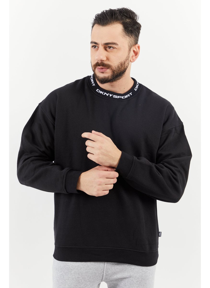 DKNY Sport Men Sportswear Fit Plain Training Sweater, Black  - Image 1