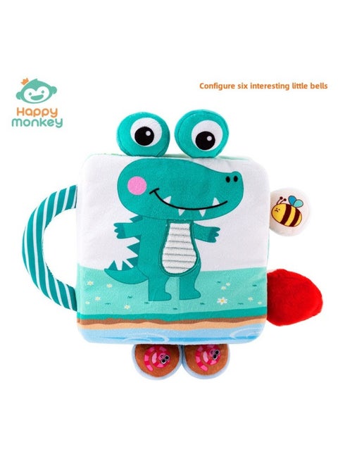Happy Monkey Baby Can't Tear Cloth Book Toy Can Bite Pop-up Book Cognitive Ringing Paper Bell Toy Book-Color:Bell Cloth Book-Crocodile