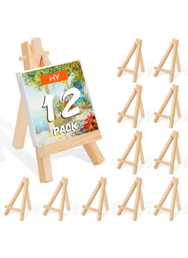 HY 12 Pieces Mini Wooden Easel, Desktop Small Easel, Wooden Photo Frame Tripod, Digital Oil Painting Display Mini Easel, Advertising Display Stand  - Image 1