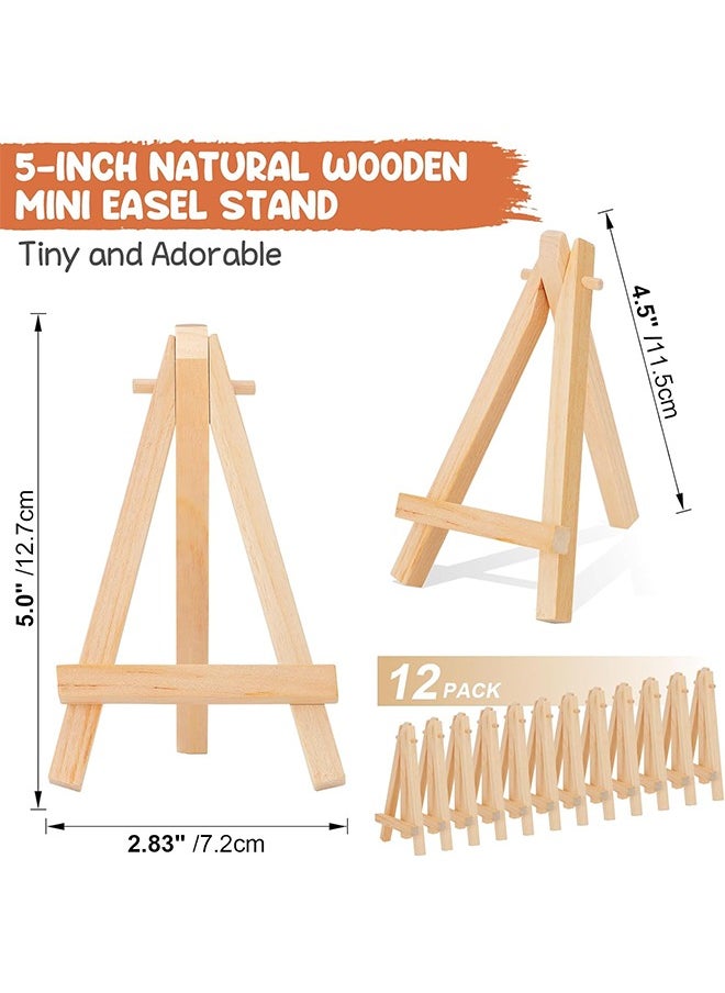 HY 12 Pieces Mini Wooden Easel, Desktop Small Easel, Wooden Photo Frame Tripod, Digital Oil Painting Display Mini Easel, Advertising Display Stand  - Image 2