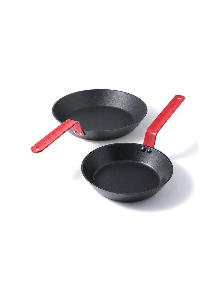 Sensarte 2 Piece Swiss Coating Frying Pan Set, 20 and 26 CM, Non-stick, Oven Safe & Dishwasher Safe, Induction Compatible, PFOA PFOS Free - Black with Red Handles - Image 2