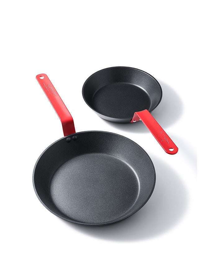Sensarte 2 Piece Swiss Coating Frying Pan Set, 20 and 26 CM, Non-stick, Oven Safe & Dishwasher Safe, Induction Compatible, PFOA PFOS Free - Black with Red Handles - Image 5