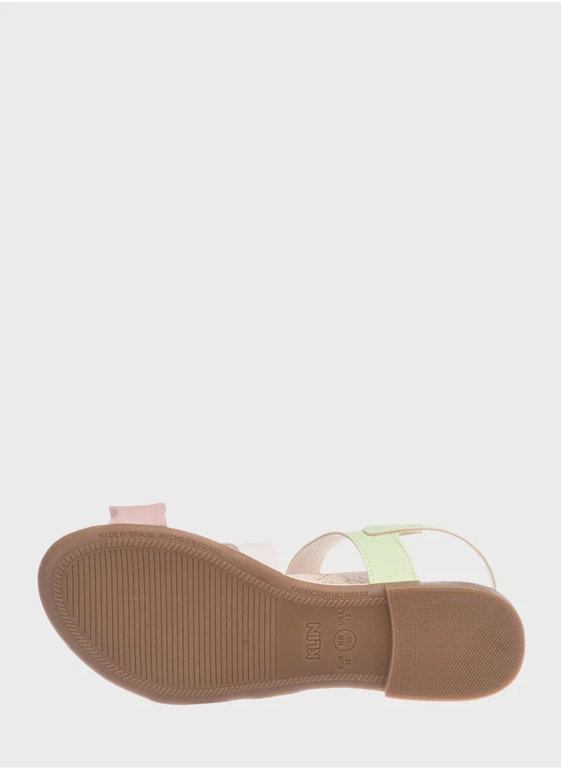 Klin Kids Velcro Back Striped Sandals