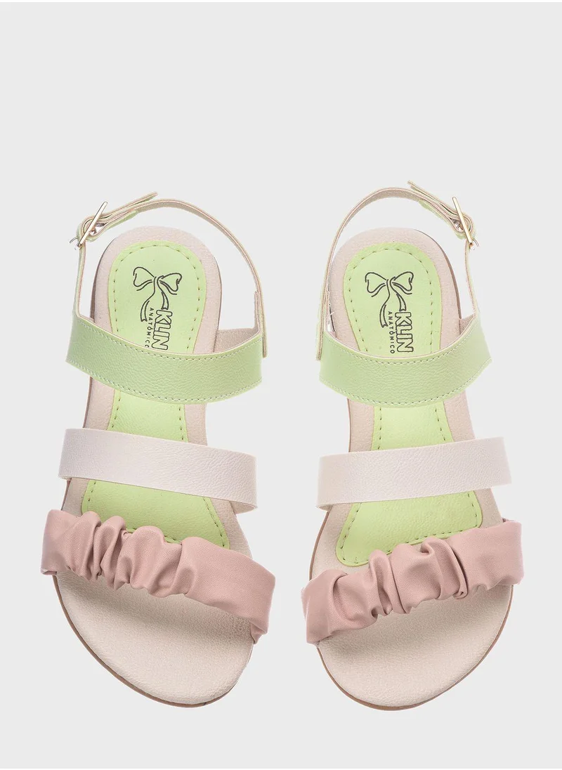 Klin Kids Velcro Back Striped Sandals