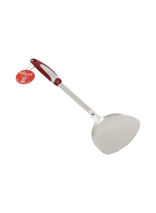 Ascot Oriental Turner Stainless Steel Turner Silver and Red Strong in Rust, Heat Resistance, Cooking Turner or Spoon - Image 1