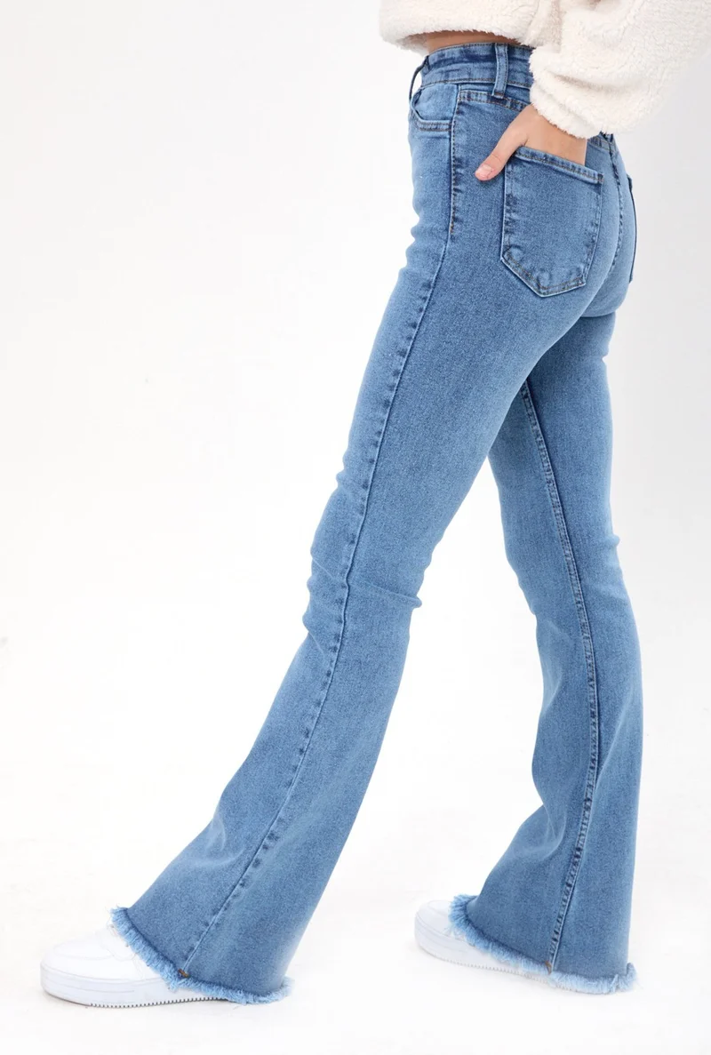 Tofisa 23662-BLUE Snow Wash Flare Lycra Jeans
