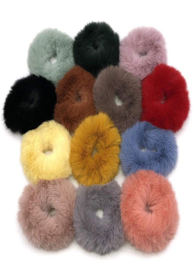 Kalaneet Pastle Color Faux Fur Scrunchies Ties Cute Furry Elastic Hair Bands Fuzzy Ponytail Holders for Girls and Women - Random Color (Pack Of 24) (Beauty Multi 65) - Image 2
