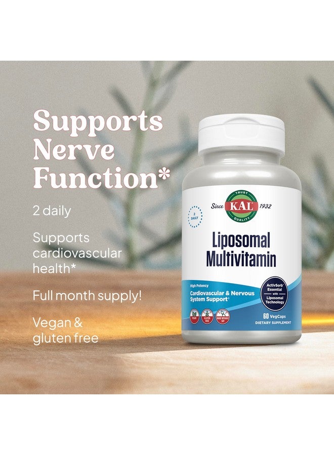 KAL Liposomal Multivitamin - High Potency Liposomal Vitamin C, D-3, and More - Men and Women Multivitamin for Cardiovascular and Nervous System Support - 30 Servings, 60 VegCaps - Image 4